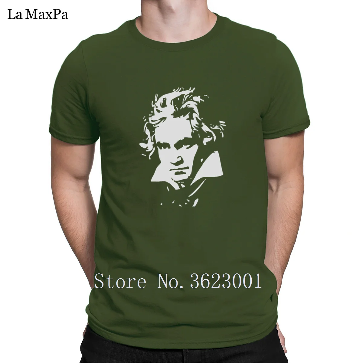 Футболка с надписью Ludvig Van Beethoven negator For Dark, Мужская футболка, новинка, футболка для мужчин, модная мужская футболка с круглым вырезом, подарок - Цвет: Army Green