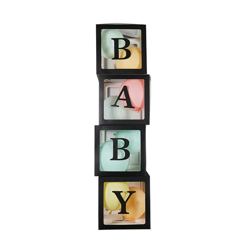 black baby DIY прозрачный ящик держатель воздушных шаров для хранения для детского душа украшения для мальчиков и девочек Oh Детские вечерние шары украшения 1 день рождения Декор - Цвет: black baby