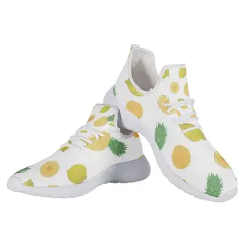 

HYCOOL Fruit Pineapple Print Women Mesh Knit Sneakers Female Lace-up Footwear Ladies Girl Comfortable Casual Shoes Spring Autumn