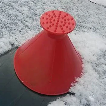 

2pcs 2 In 1 Red Snow Remover Magic Shovel Cone Shaped Outdoor Winter Car Tool Windshield Funnel Scraper Snow Ice Removal Tool