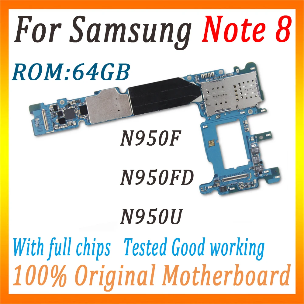 64 Гб оригинальная материнская плата для samsung Galaxy Note 8 N950F N950FD N950U с чипами логическая плата протестированная Хорошая рабочая пластина
