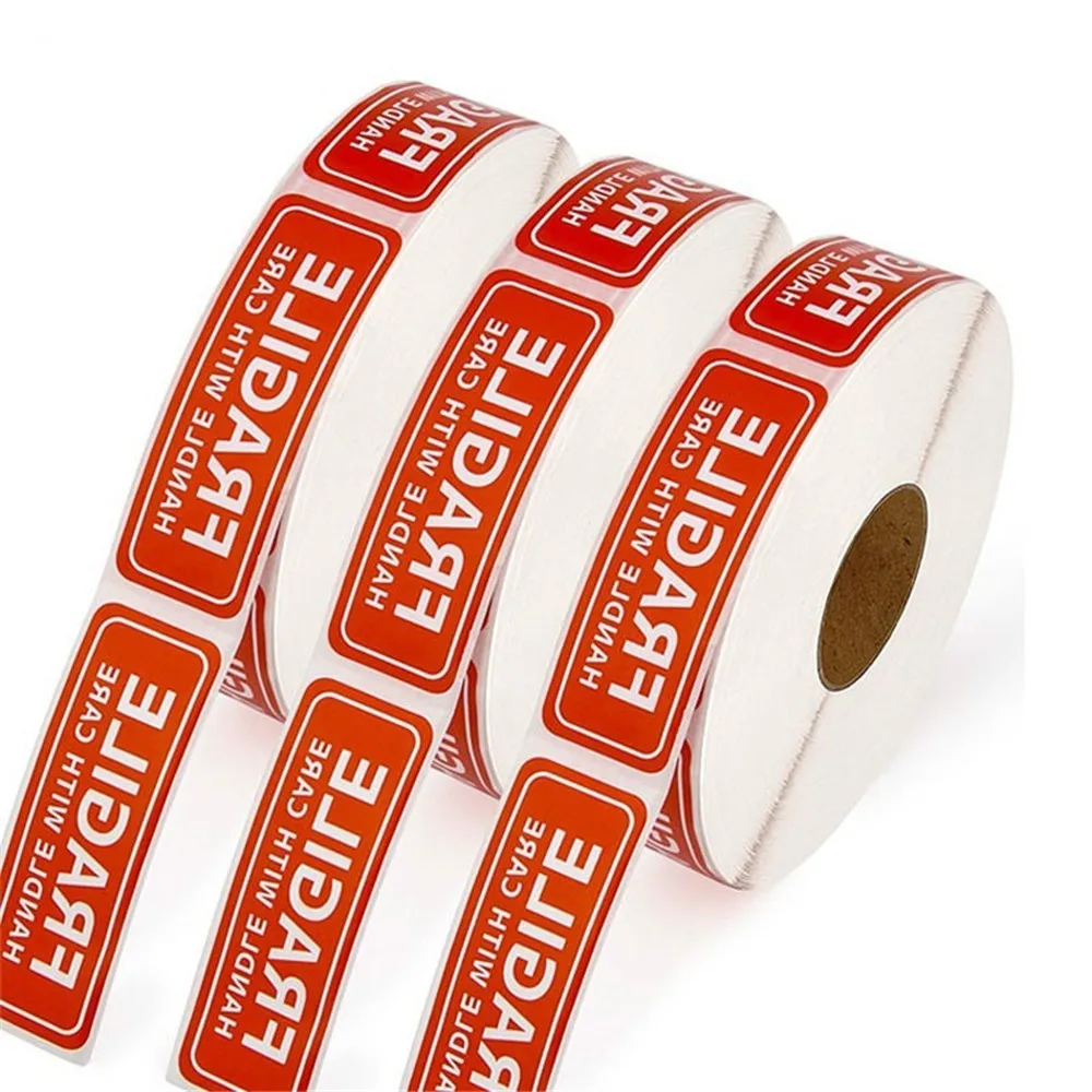 Red Fragile Warning Stickers for Safe Shipping Packing of Goods with Clear  Large Font Text and Strong Adhesive Backside | 1 Roll 500 Labels 2 x 3