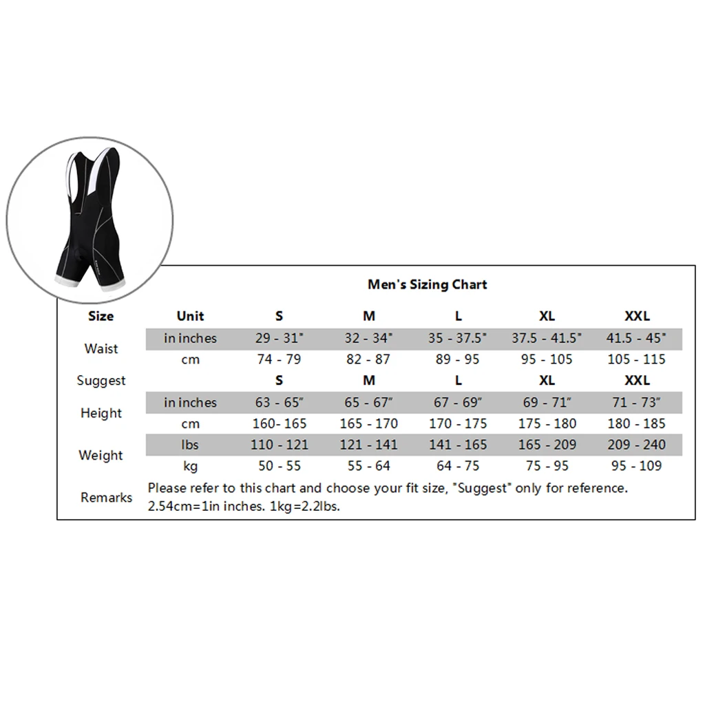 Men's Professional 3D Padded Cycling Bib Shorts MTB Bicycle Bike Braces Pants S-XXL Black