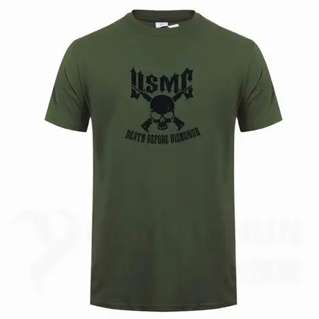 Usmc Marines Skull футболка с пистолетами художественный дизайн Мужская Футболка Высокое качество 16 цветов Чистый хлопок короткий рукав тройники уличная хип-хоп