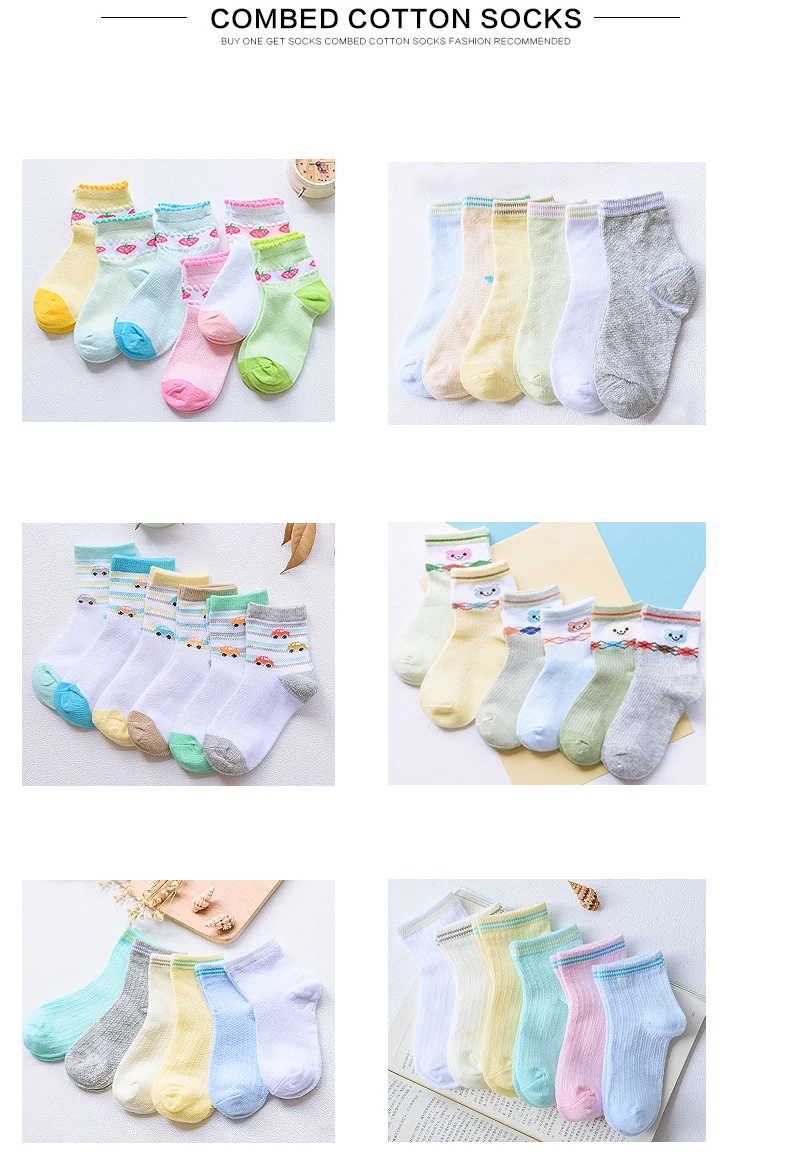 Meias de Malha 2 a 12 Nanjiren Crianças Buraco Colorido Meias Yeas Velho 6 - Pçs 100% Algodão Natal 3 High Quality Mamãe e Bebê