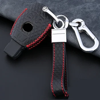 

Top Layer Leather Car Key Case for Mercedes Benz Car Accessories 2017 W213 SLC SLK E200 E260 E300 E320 C-Class W204 GLC C200 Car