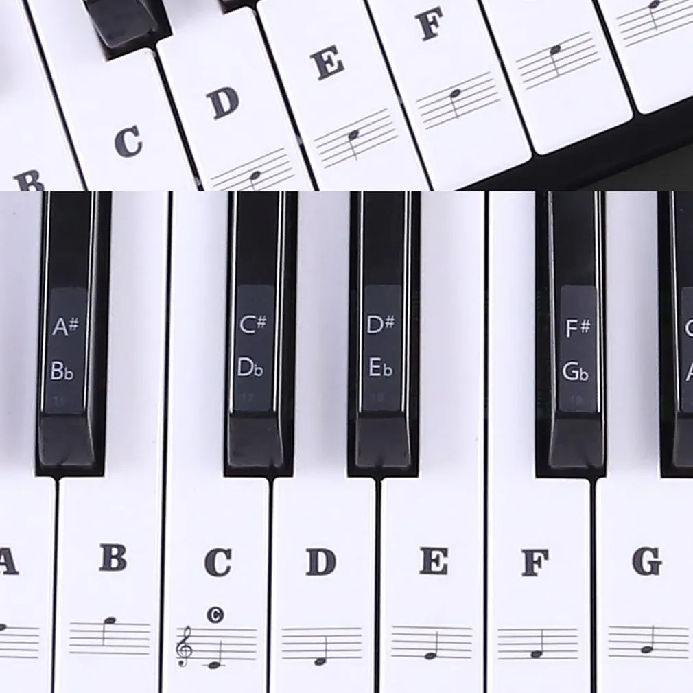 Фортепианная наклейка прозрачная, в форме рояля клавиши, электронная клавиатура, клавишная наклейка пианино Stave Note наклейка для белого ключа наклейка в музыкальном стиле