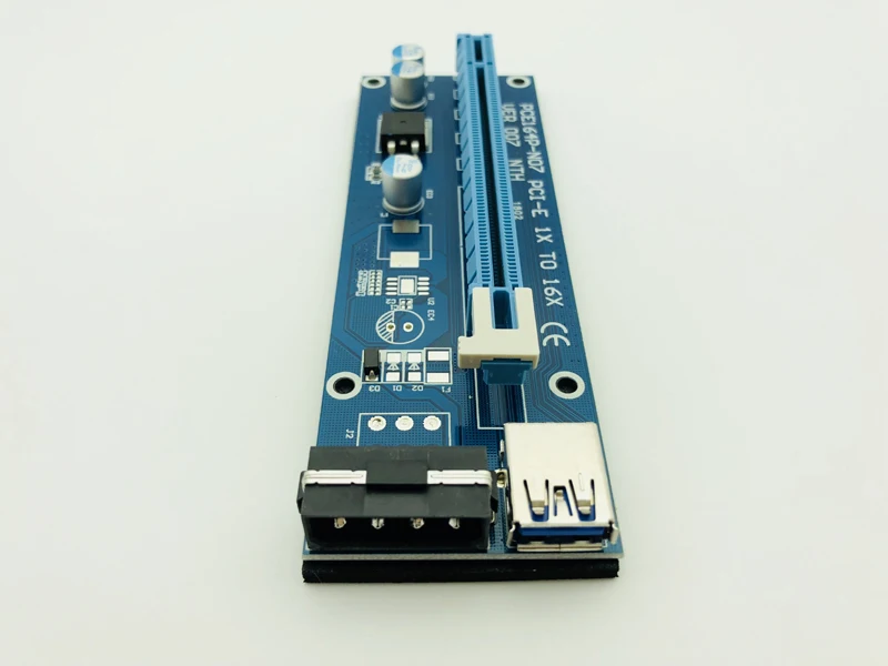 Blue 60cm PCI-E Riser Extender PCI Express Riser Card 1x to 16x USB 3.0 Cable SATA to 4Pin IDE Molex Power for BTC Mining Miner