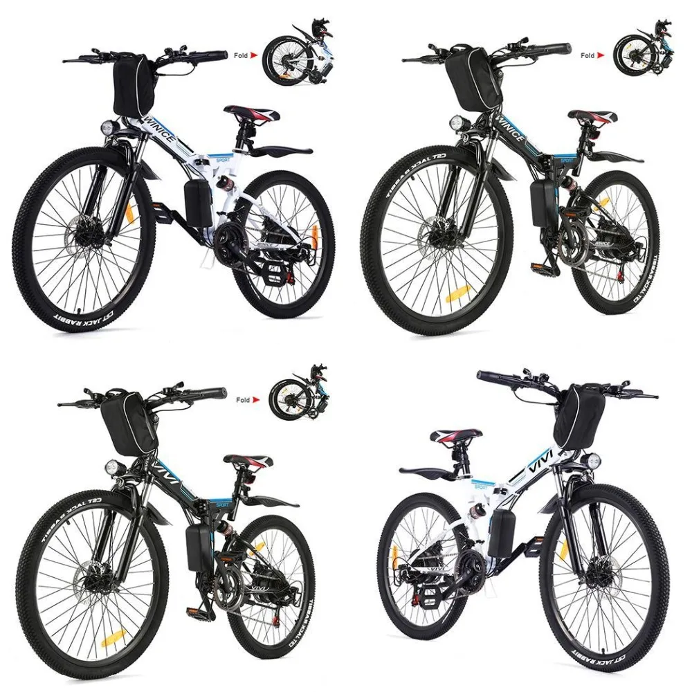ViVi 26Inch Electric 350W 36V Foldable Mountain Bike MTB 21 Speed Disc Brake US In Stock Electric Bike with Lithium-Ion Batte