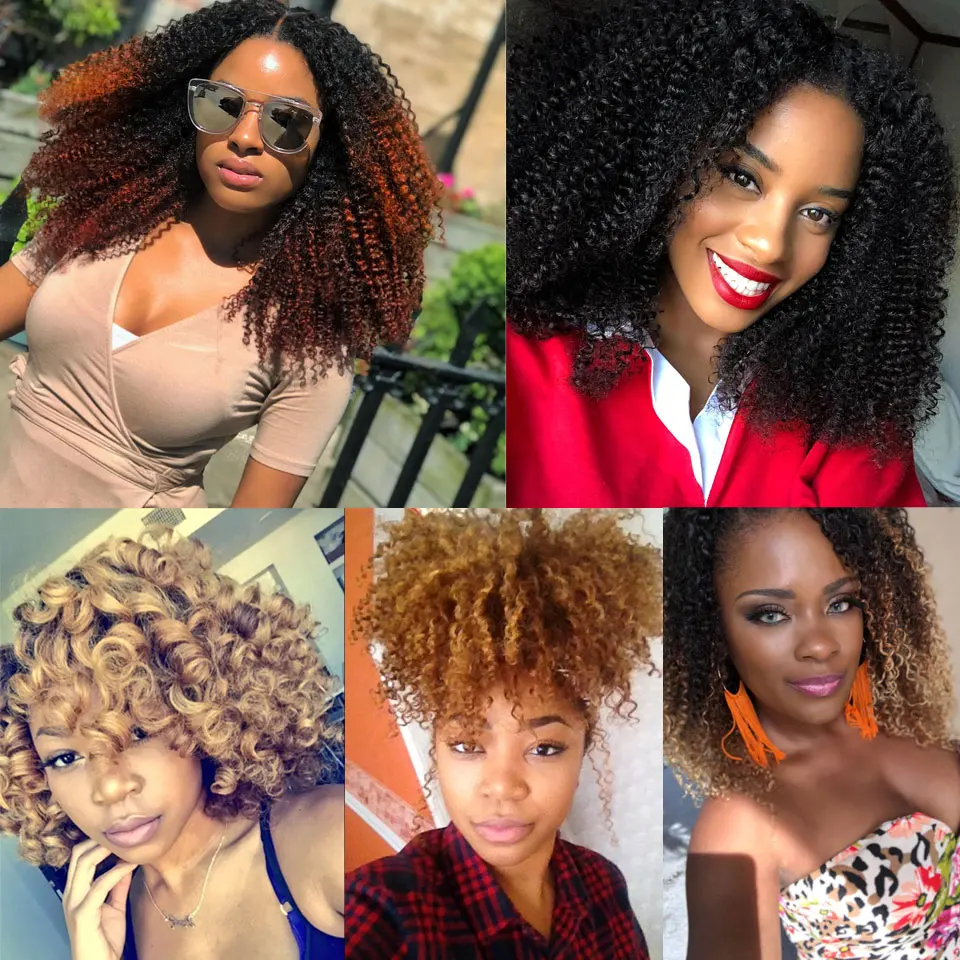 YVONNE Kinky Curly Virgin Brazilian Hair Weave 4A 4B Unprocessed Human Hair Bundles Natural Color 3
