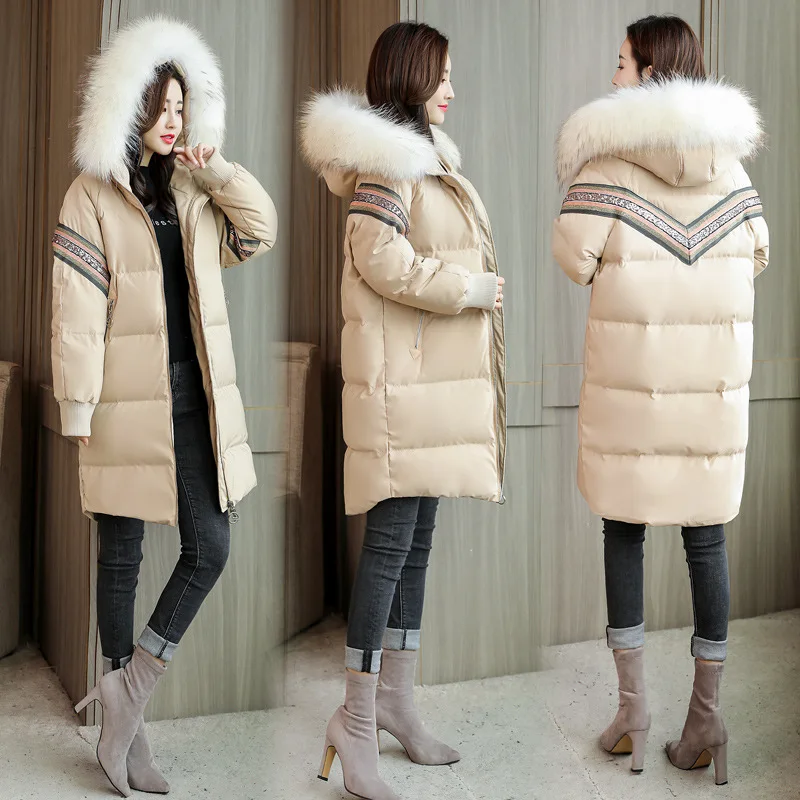 

Pocket Straight-Cut Fashion Comfortable Simple Cool Zipper Mid-length Long Sleeve Cotton-padded Clothes Hooded