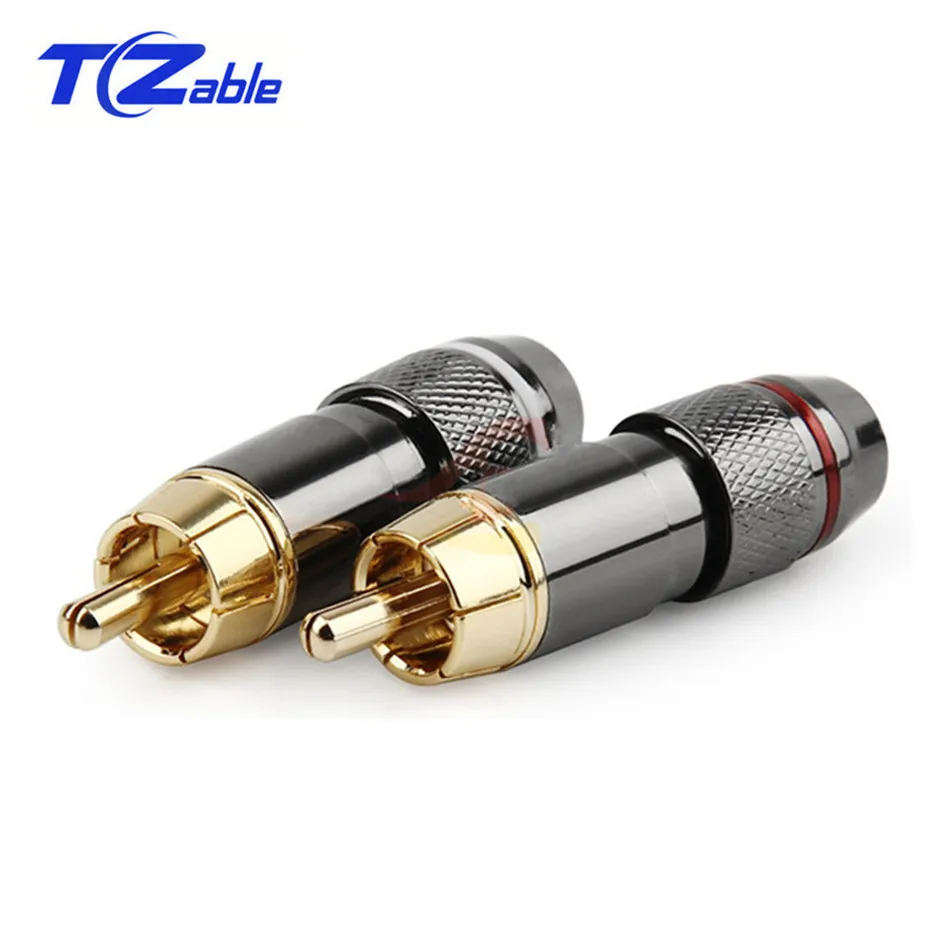 Штекерный разъем RCA аудиоразъем позолоченный медный штекер винт провод для пайки