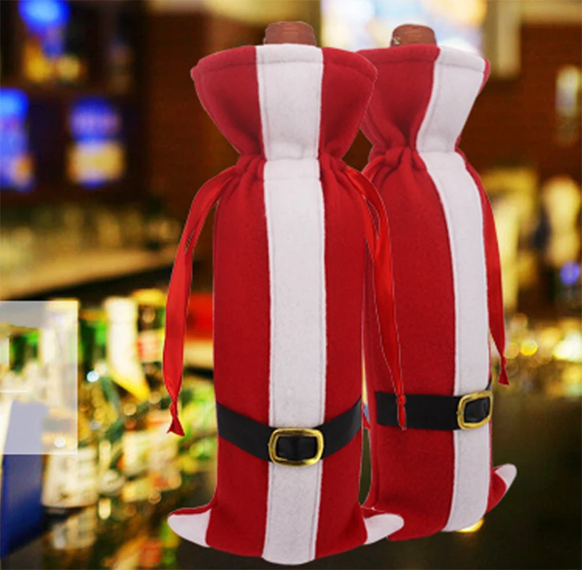 Christmas Wine Bottle Decor Set Santa Claus Snowman Deer Bottle Cover Clothes Kitchen Decoration for New Year Xmas Dinner Party