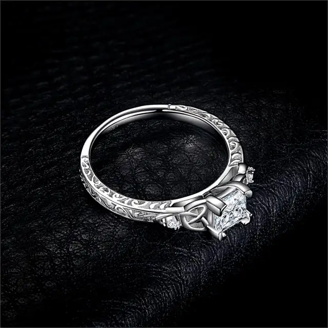 JPalace Celtic Knot Princess CZ Engagement Ring 925 Sterling Silver Rings for Women Anniversary Wedding Rings JPalace Celtic Knot Princess CZ Engagement Ring 925 Sterling Silver Rings for Women Anniversary Wedding Rings Silver 925 Jewelry