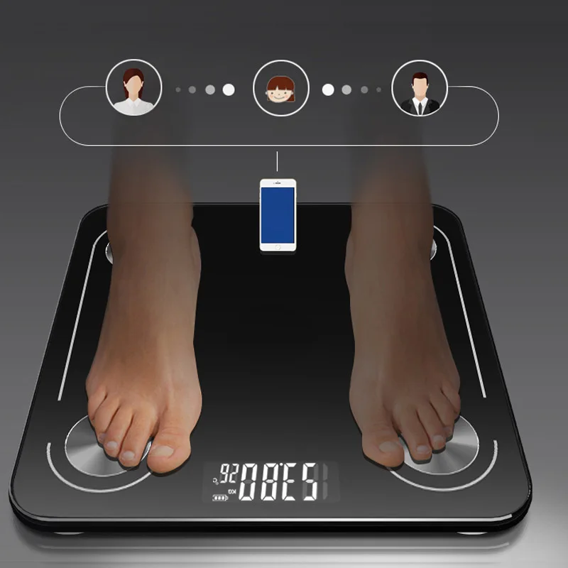 Body Fat Scale Smart BMI Scale LED Digital Floor Scale Wireless Bluetooth Bathroom Weight Scale Body Composition Analyzer