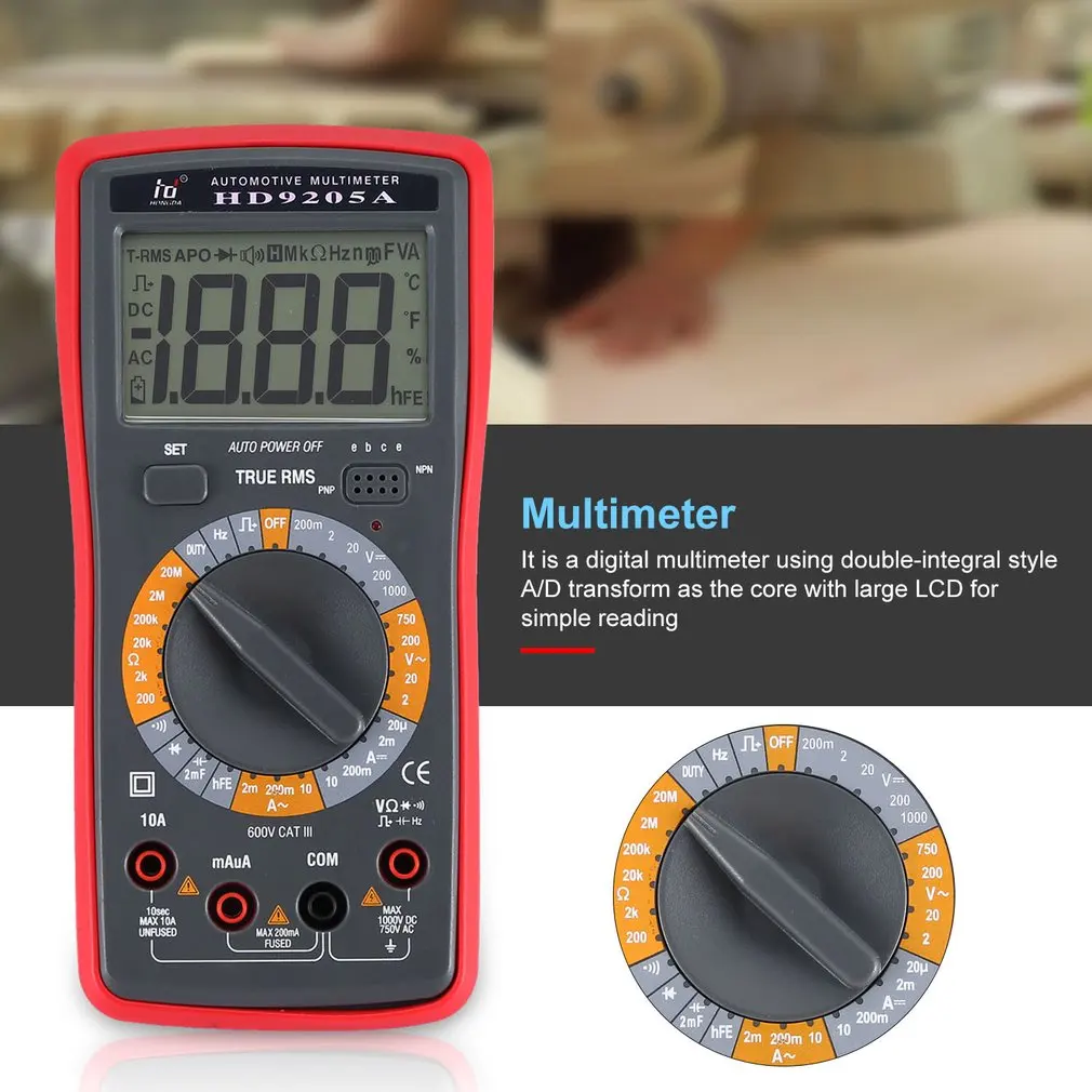SZBJ HD9205A Ручной цифровой мультиметр 1999 отсчетов AC/DC Напряжение Ток Ом частота тестер Амперметр Вольтметр