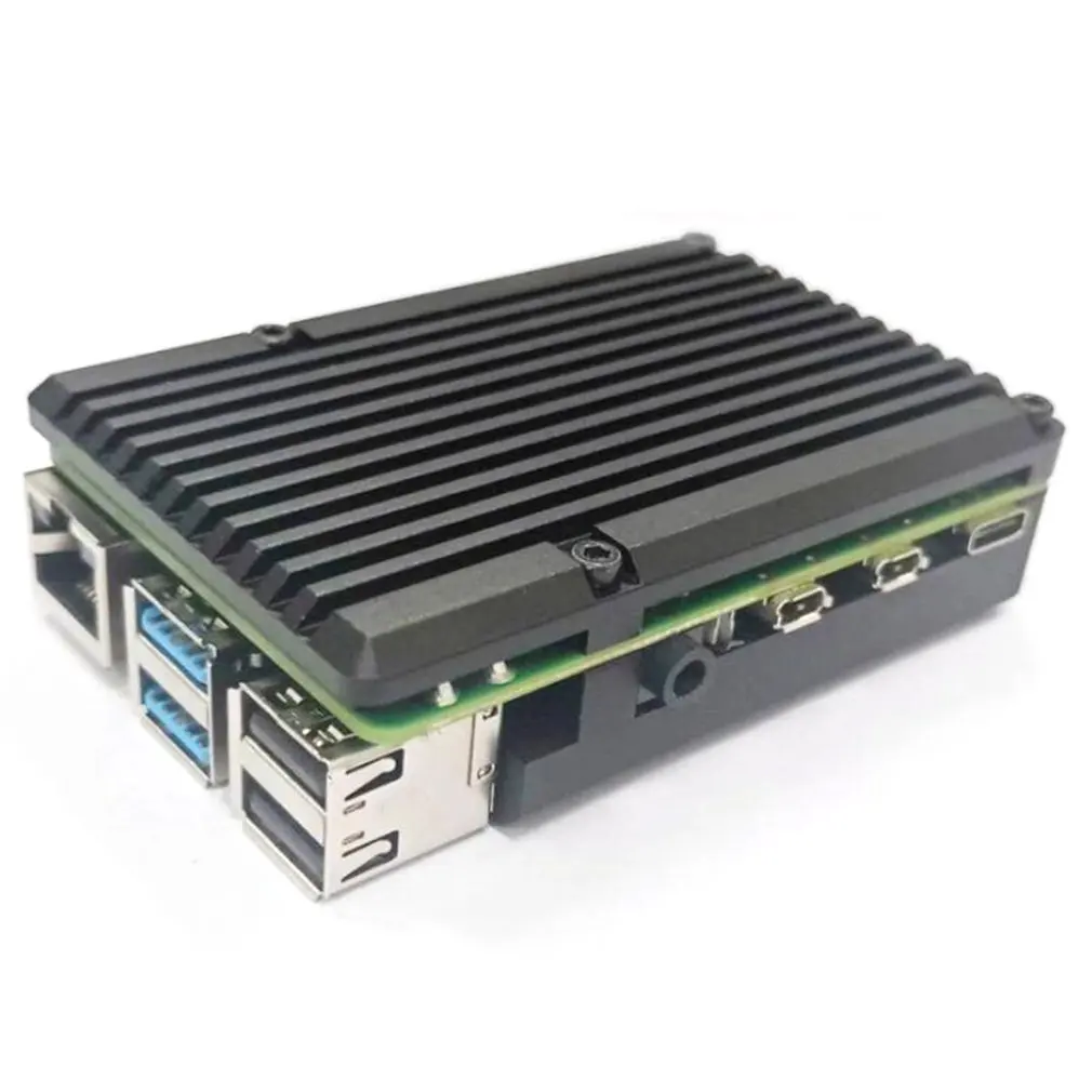 Новейший алюминиевый чехол для Raspberry Pi 4 с двойным охлаждающим вентилятором металлический корпус черный корпус для RPI 4 Модель B