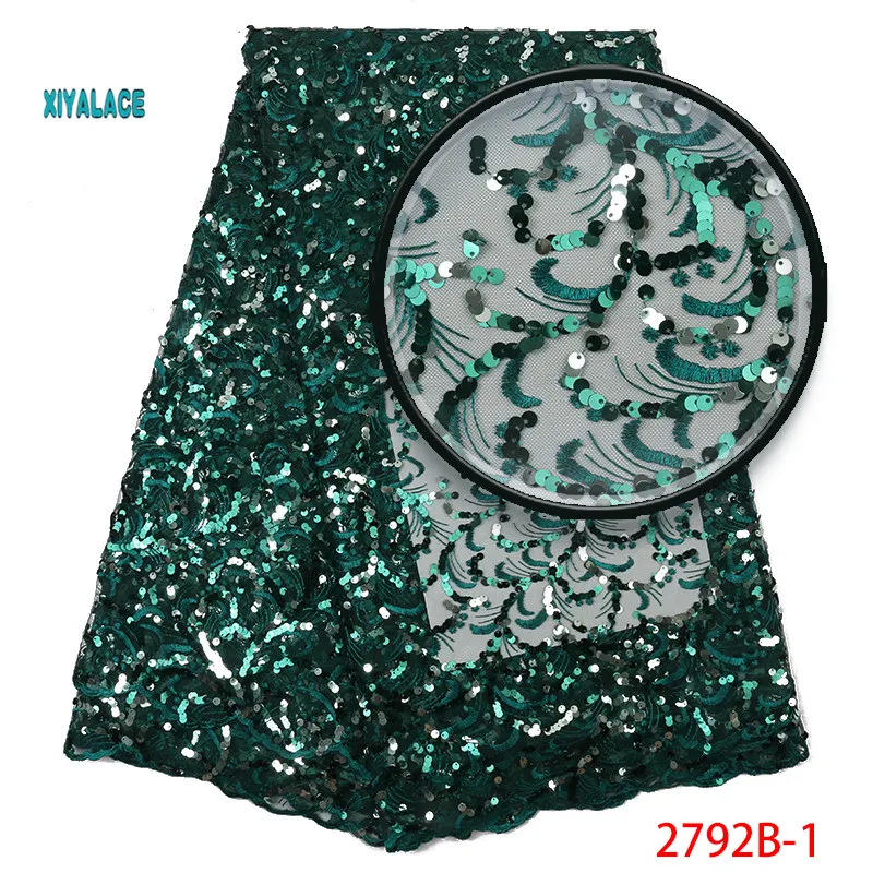 Silver Nigerian Net Laces Fabric Bridal High Quality French Tulle African lace fabric Sequins Lace Fabric YA2792B-2