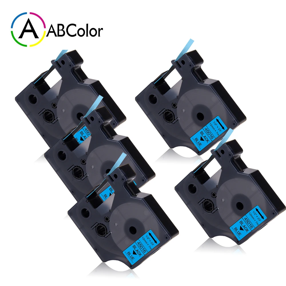 

5PK 45016 Label Tape For Dymo D1 Label Cassette Dymo LabelManager COLORPOP Label Maker Black on Blue 45016 Labeling Tape