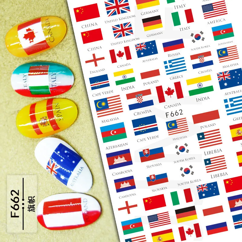 Nail Stickers Nail Art Tools Nail Decals 1 PC US Flag Dollar Design 3D Self Adhesive Back Glue Decal Stamping DIY Decoration Tips Nail Art Sticker F662