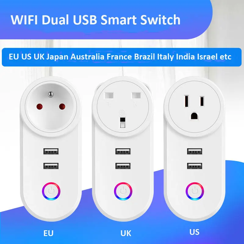 WiFi умная розетка мульти-USB вилка адаптер умный дом питания США ЕС Великобритания
