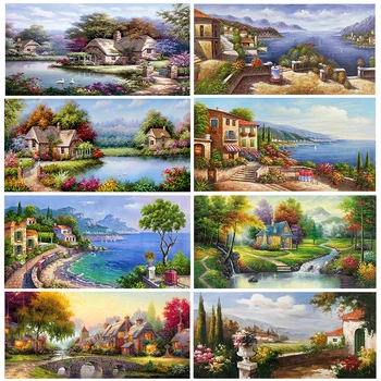 House Trees Landscape Paintings Printed On Canvas 1