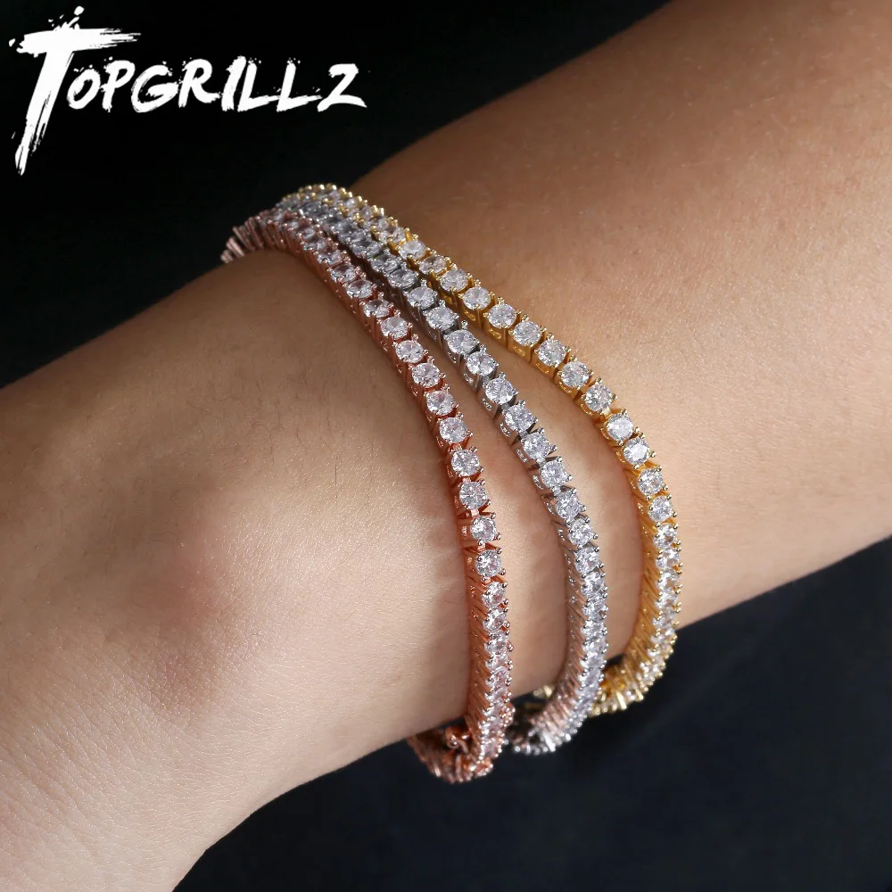 TOPGRILLZ 8mm10mm Tennis Chain Bracelet High Quality Rose gold AAA Cubic Zirconia Iced Out Hip Hop Fashion Charm Jewelry Gift | Украшения и