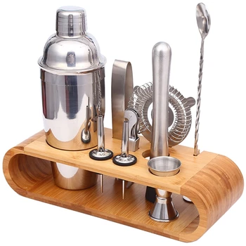 

Hot Stainless Steel Cocktail Shaker Set Shaker Cup Easy To Cocktail Kit Snow Grams Cup Bar Tools Incorporating Convenient 9Pcs