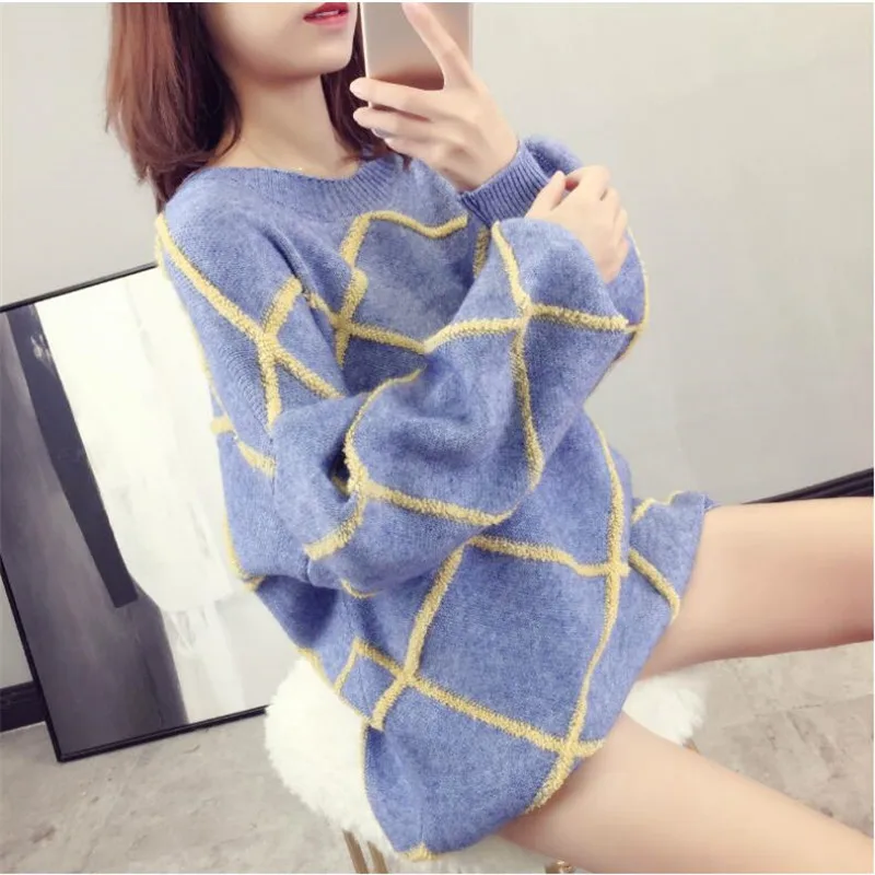 

Pullover women loose Korean version of the sweater 2019 autumn and winter new long-sleeved solid sweater