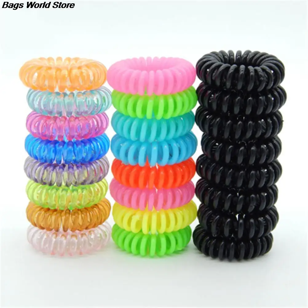 

Plastic Spring Gum Clear Telephone Wire 10PCS Elastic Hair Bands For Hair Ties No Crease Coil Hair Tie Ponytail Hair Accessories