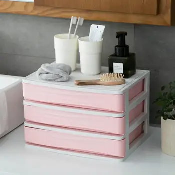 

New Plastic Cosmetic Drawer Makeup Organizer Makeup Storage Box Container Desktop Sundry Storage Case(3-Layer+Partition Box )