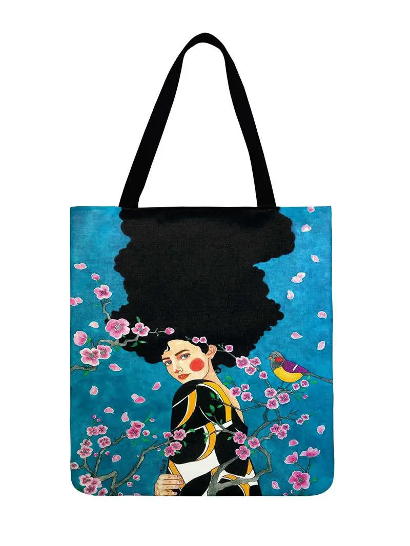 Fashion Shopping Modern Fashion Art Girls Painting Printed Tote Bags Ladies Shoulder Bag Women Casual Tote Outdoor Beach Bagbag 