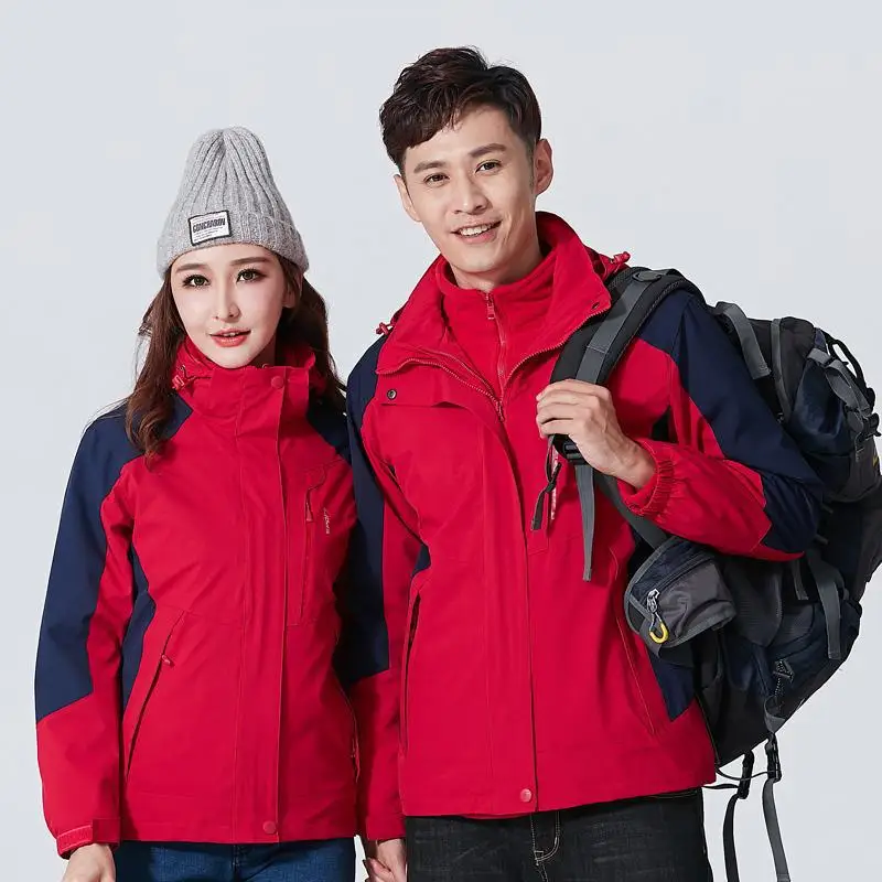 Winter Outdoor Men's Raincoat Three-in-One Men's And Women's COUPLE'S Mountaineering Riding Trench Coat Men'S