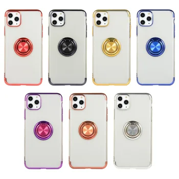 

100pcs/lot For IPHONE 11 Pro Max Soft Plated TPU Case with Ring For IPHONE XS MAX/XR/678 Plus Ultra Clear TPU Case