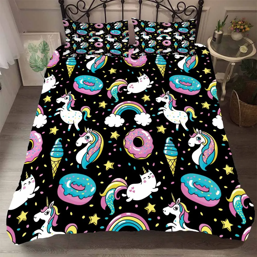Радуга Единорог домашние постельные принадлежности пончики Мороженое Дети