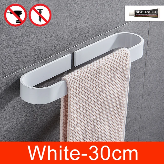 No Drill Aluminum Towel Holder Set