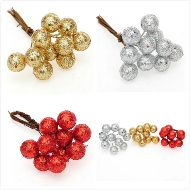 

30Pcs=3lots Event Party Ornament Christmas Tree Hanging Baubles Fruit Ball Red Sliver Gold Christmas Decorations For Home