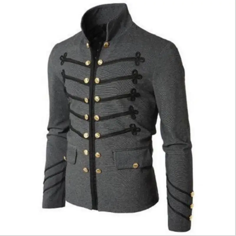 

2019 fashion men's collar collar embroidered button solid color men's jacket cardigan