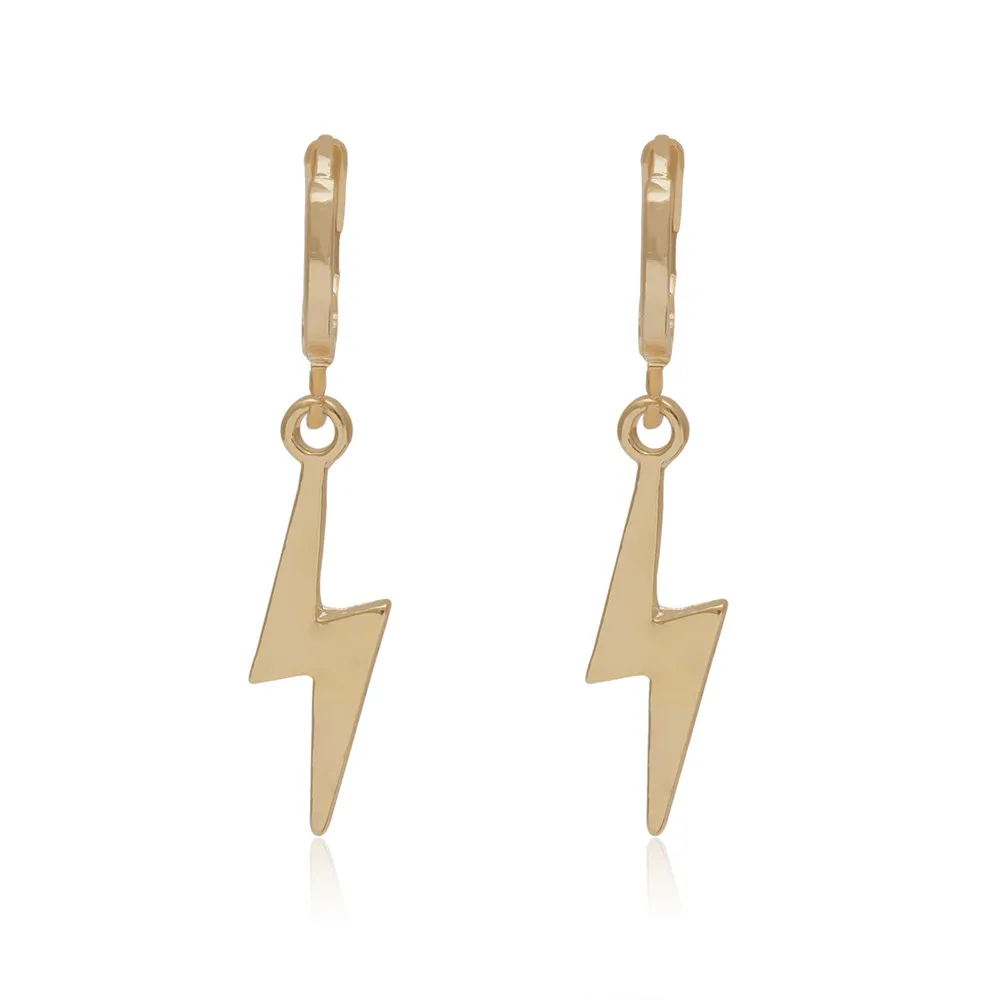 Серьги-капли в стиле панк с молниями для женщин и девушек, простые геометрические Висячие серьги, массивное ювелирное изделие, подарок - Окраска металла: Gold