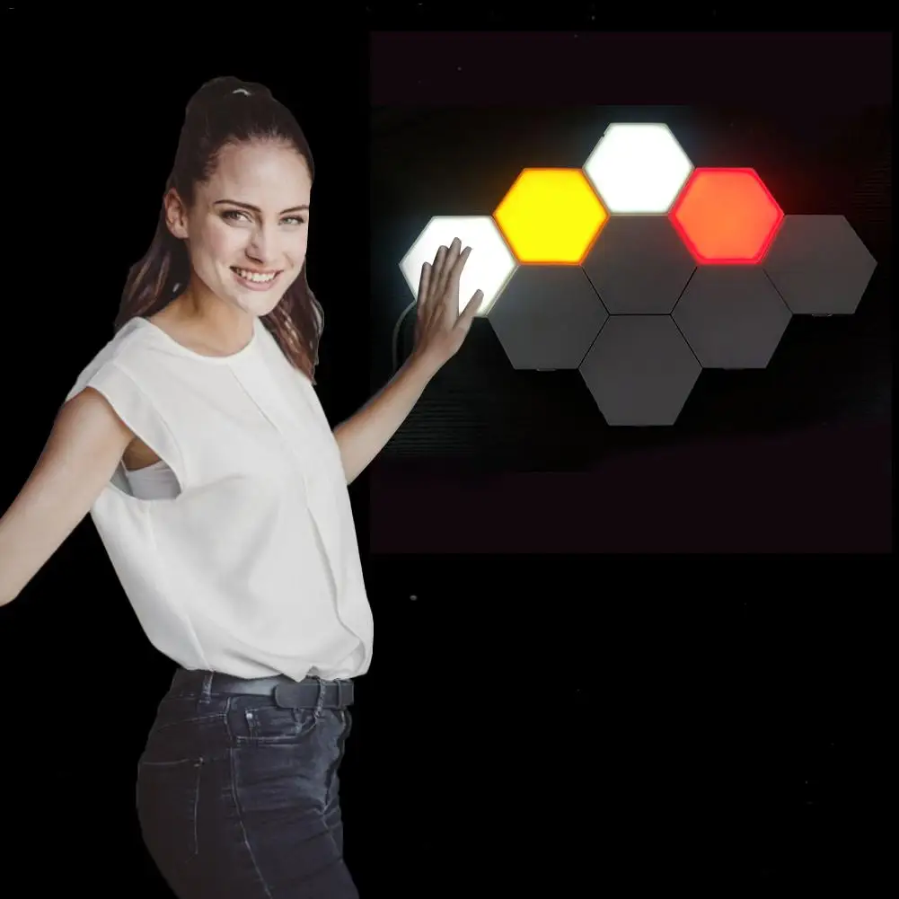 

RGB Quantum Lamp Led Touch Wall Lamps Magnetic Hexagonal Modular Sensor Night Light Creative Diy Decoration Lighting