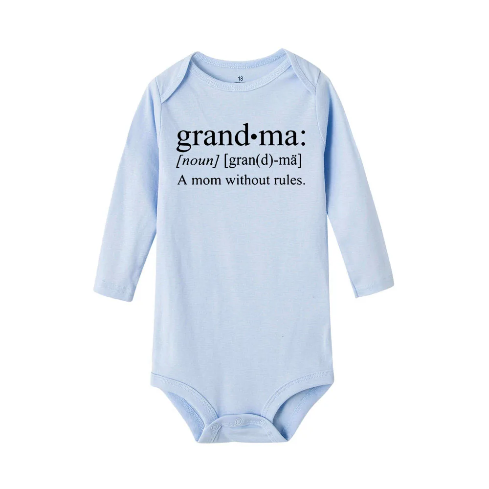 Лидер продаж; повседневная одежда для маленьких мальчиков с надписью «Grandma A Mom»; детские комбинезоны с длинными рукавами; хлопковая одежда для новорожденных девочек; комбинезон - Цвет: RJ75-LRPLB-