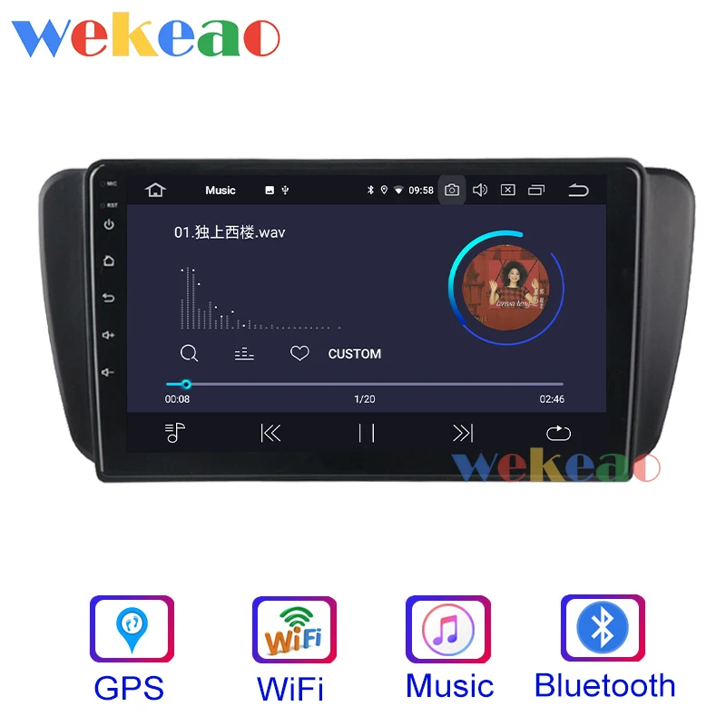 Wekeao Touch Screen 9'' Android 9.0 Car Radio Automotivo For Seat Ibiza 6j Car Dvd Player Android A