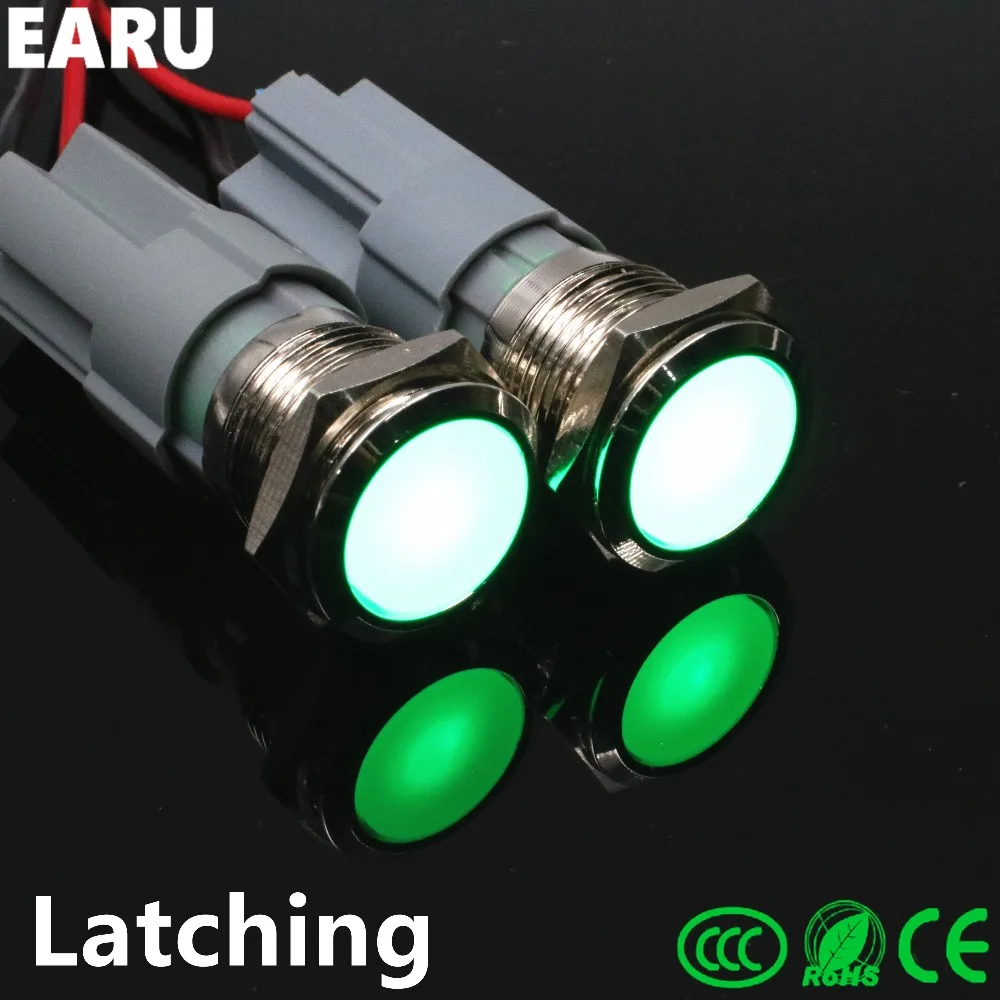 

10pcs 16mm 19mm Stainless Steel Metal Push Button Switch Waterproof Latching Self-Locking Full Surface Light Auto with LED