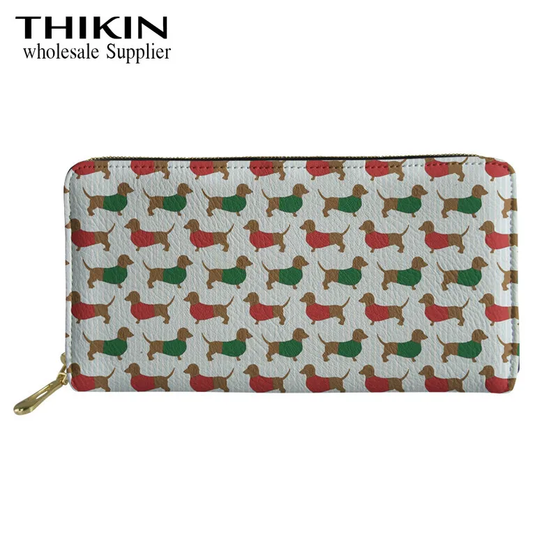 as picture THIKIN Kawaii 3D такса печати леди кошелек телефон деньги Сумка милая собака клатч из искусственной кожи для телефона кошелек для женщин Новое поступление кошелек - Цвет: as picture