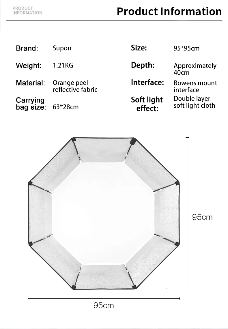 95cm Softbox Bowens Mount with White Diffuser Cloth Photography Accessories for