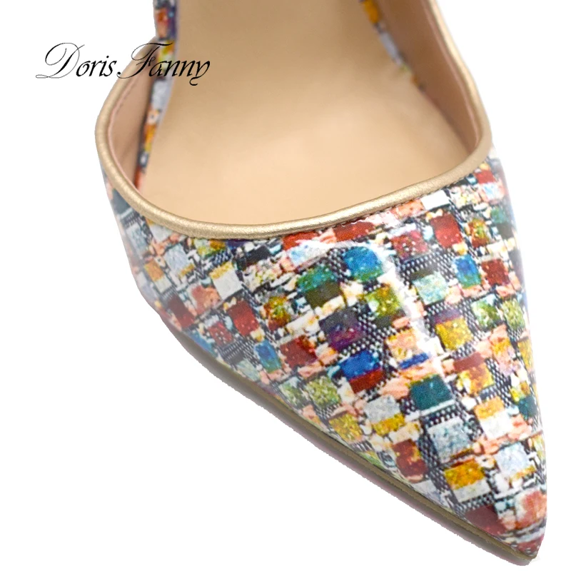 Doris Fanny/разноцветные женские туфли-лодочки с принтом; пикантные Туфли на каблуке; коллекция года; туфли на высоком каблуке-шпильке