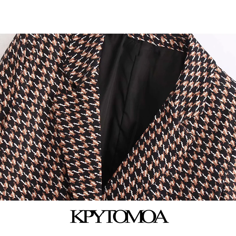 Koop Vintage Stijlvolle Double Breasted Houndstooth Pak Stijl Mini Jurk Vrouwen 2020 Fashion Lange Mouwen Pleats Vrouwelijke Jurken Vestido