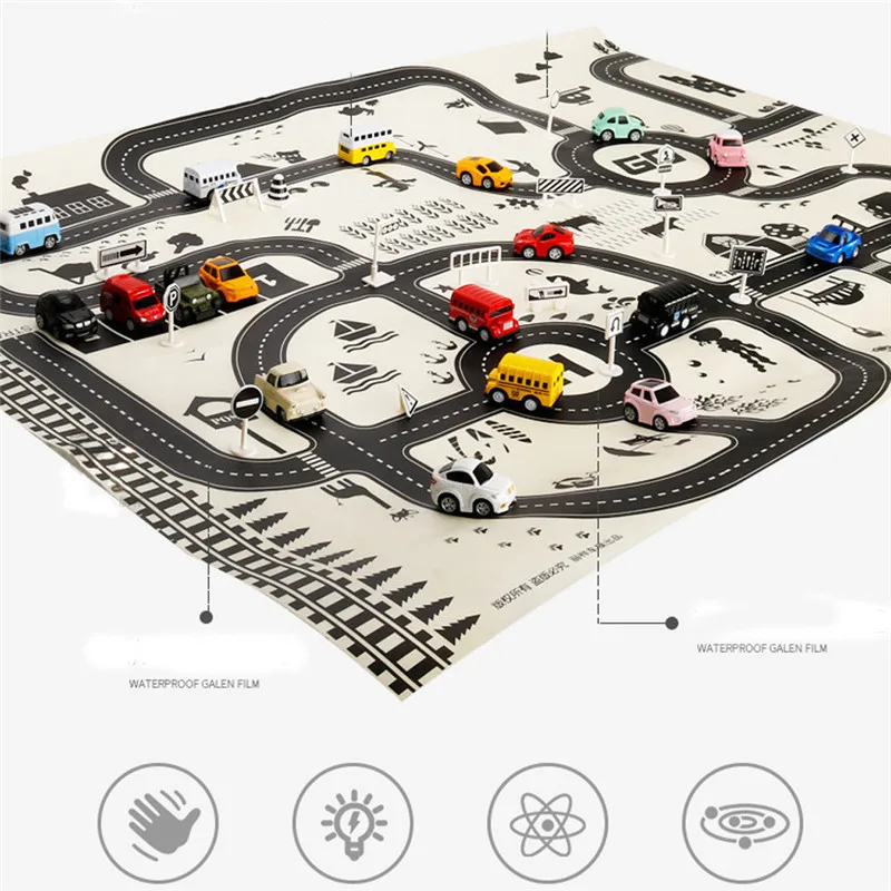 Kids Play Mat City Road Buildings Parking Map Game Educational Toys Baby Gyms zabawki dla dzieci #2O31 (9)