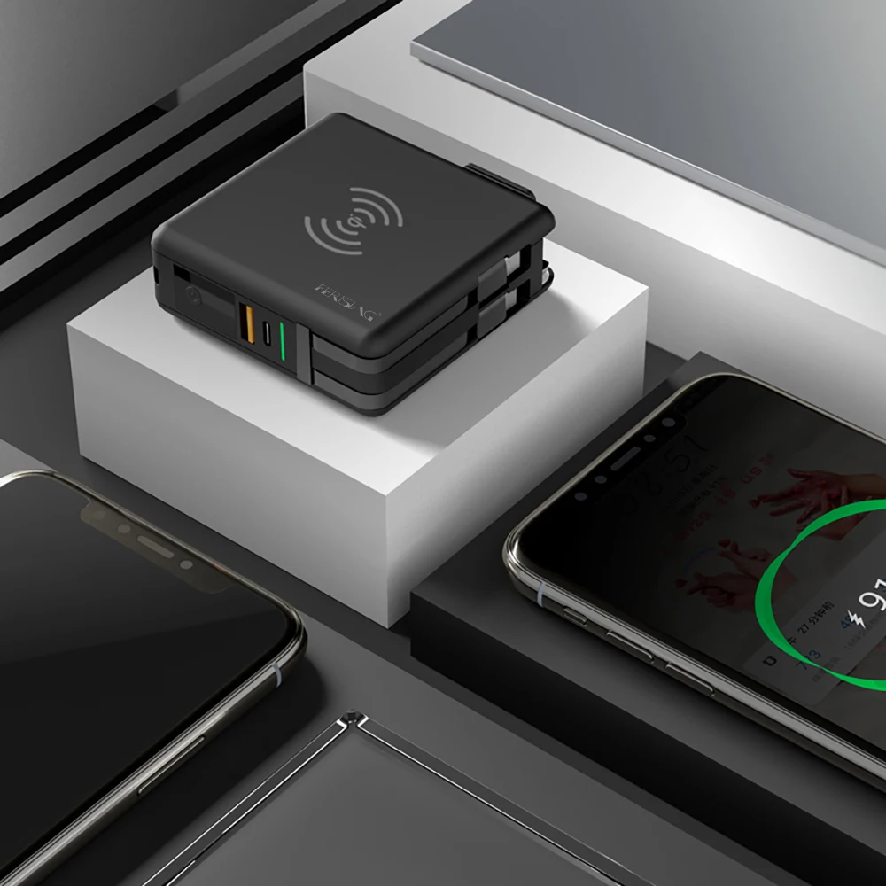 FERISING 4 в 1 беспроводной внешний аккумулятор + PD Быстрая быстрая зарядка Type C USB QC 3 0