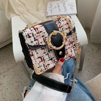 

Chic small bag 2019 new Korean casual woolen shoulder bag fashion versatile chain slant small bag